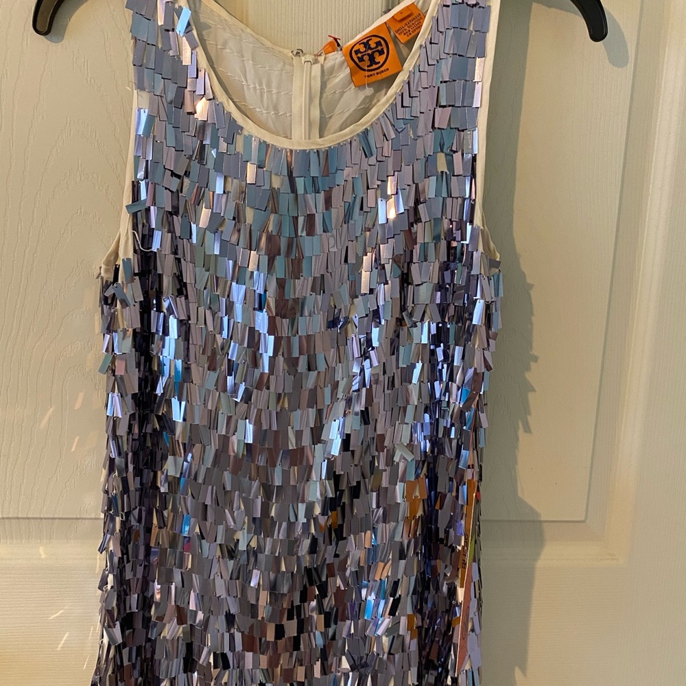 NWT Tory Burch Disco Sequin Silver Tank